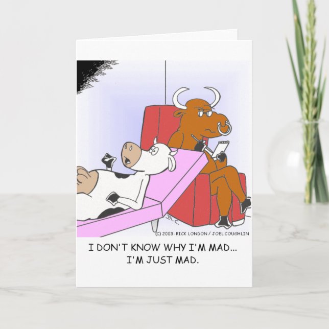 Mad Cow in Therapy Funny Gifts & Collectibles Kort (Framsida)