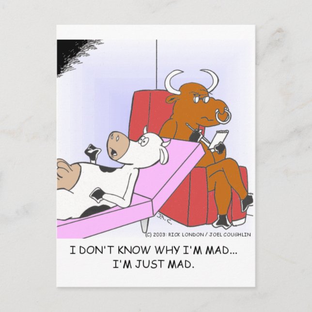 Mad Cow in Therapy Funny Gifts & Collectibles Vykort (Framsida)
