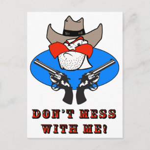 Mad Cowboy Funny Humor Illustration Vykort