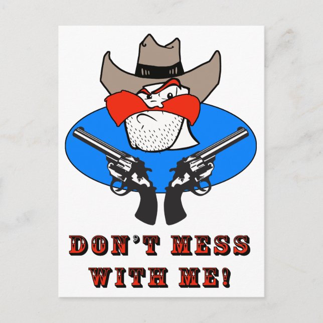 Mad Cowboy Funny Humor Illustration Vykort (Framsida)