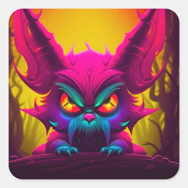 Mad Creature Fyrkantigt Klistermärke (Framsida)