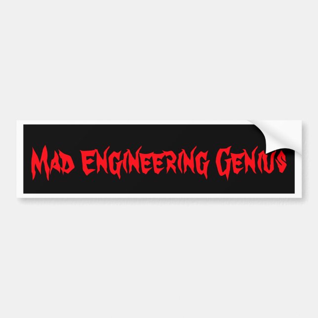 Mad Engineering Genius Geeky Geek Nerd-gåvor Bildekal (Framsidan)