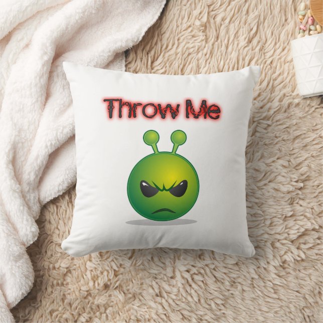 Mad Grönt Alien through Me Pillow Kudde (Filt)