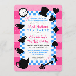 Mad Hatter 1st Birthday Party Investigations Inbjudningar