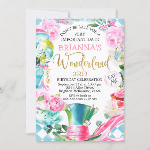 Mad Hatter Alice i Wonderland Birthday-inbjudan Inbjudningar