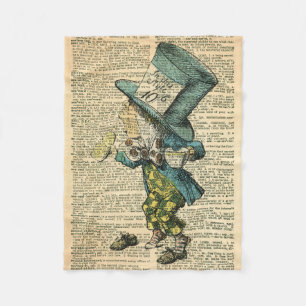 Mad Hatter Alice i Wonderland Throw Blanket Fleecefilt