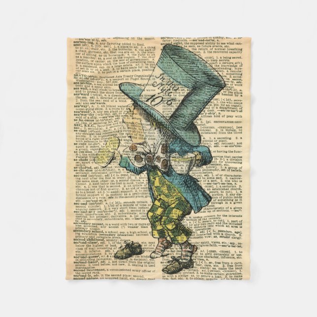 Mad Hatter Alice i Wonderland Throw Blanket Fleecefilt (Framsidan)