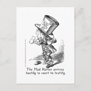 Mad Hatter Arrives Hastily i domstolen av Tenniel Vykort