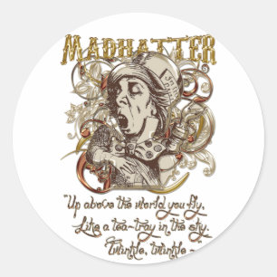 Mad Hatter Carnivale Stil (med dikt) Runt Klistermärke