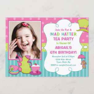 Mad Hatter Födelsedagsfest inbjudan Tea Party