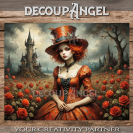 Mad Hatter Girl i Ro Garden Decoupage