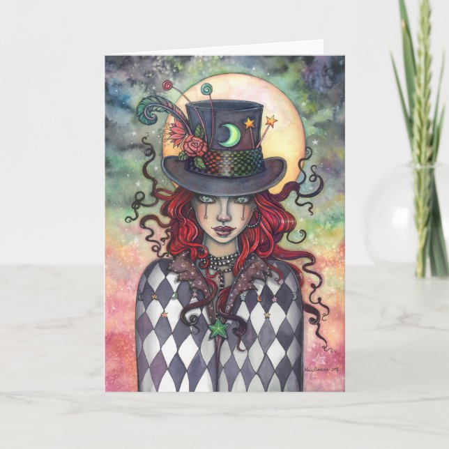 Mad Hatter Girl Mysterious Fantasy Art Kort (Framsida)