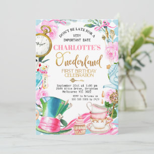 Mad Hatter Hat Alice i Onederland 1:a födelsedagen Inbjudningar