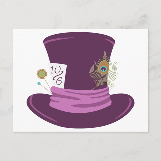 Mad Hatter Hat Vykort (Framsida)
