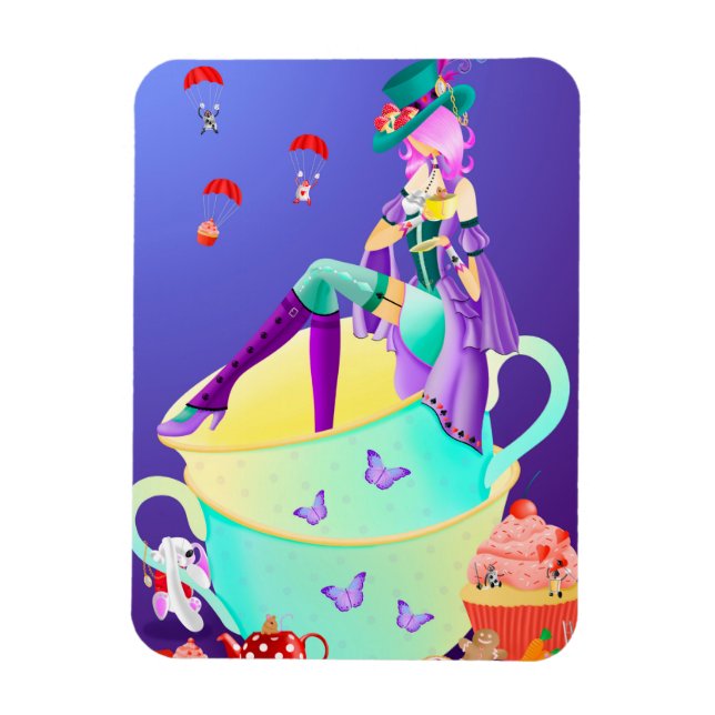 Mad Hatter i Tekopp Magnet (Vertikal)