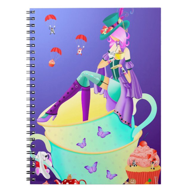 Mad Hatter i Tekopp Wonderland Anteckningsbok (Framsidan)