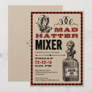 Mad Hatter Mixer Party Inbjudningar