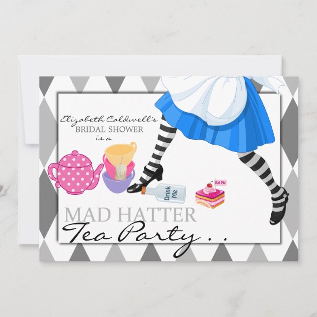 Mad Hatter Möhippa Tea Party-inbjudan Inbjudningar (Framsida)