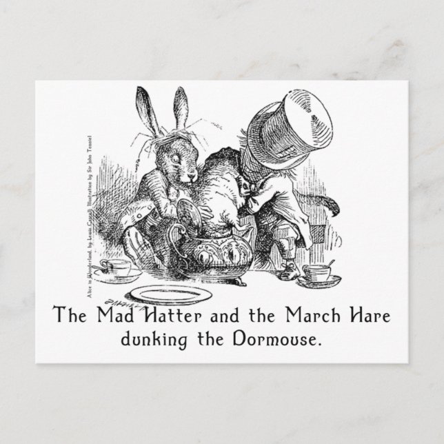 Mad Hatter och March Hare Dunking Dormus Vykort (Framsida)