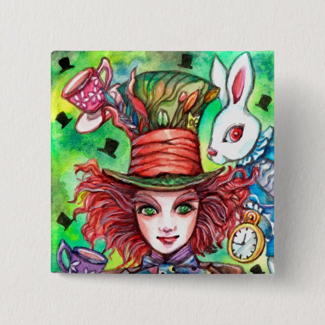 Mad Hatter och Rabbit Knapp (Framsida)