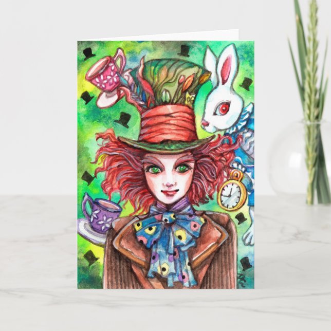Mad Hatter och Rabbit Kort (Framsida)