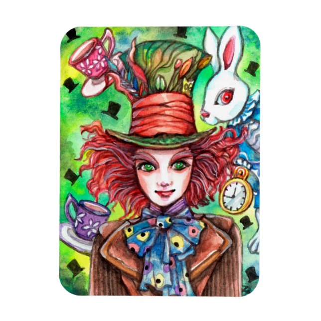 Mad Hatter och Rabbit Magnet (Vertikal)