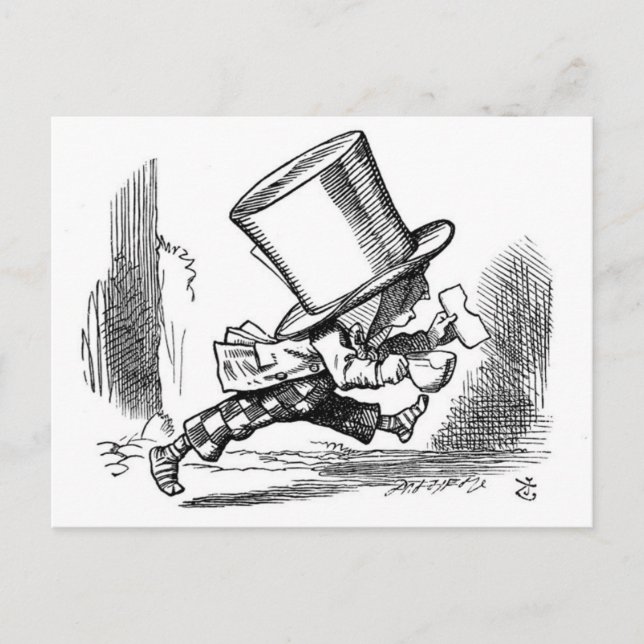 Mad Hatter Running Vykort (Framsida)