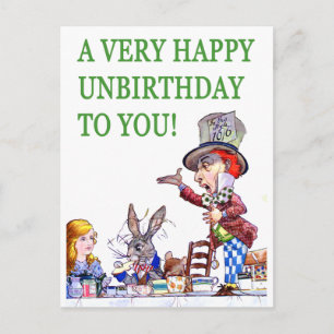 Mad Hatter säger, mycket Grattis på födelsedagen t Vykort