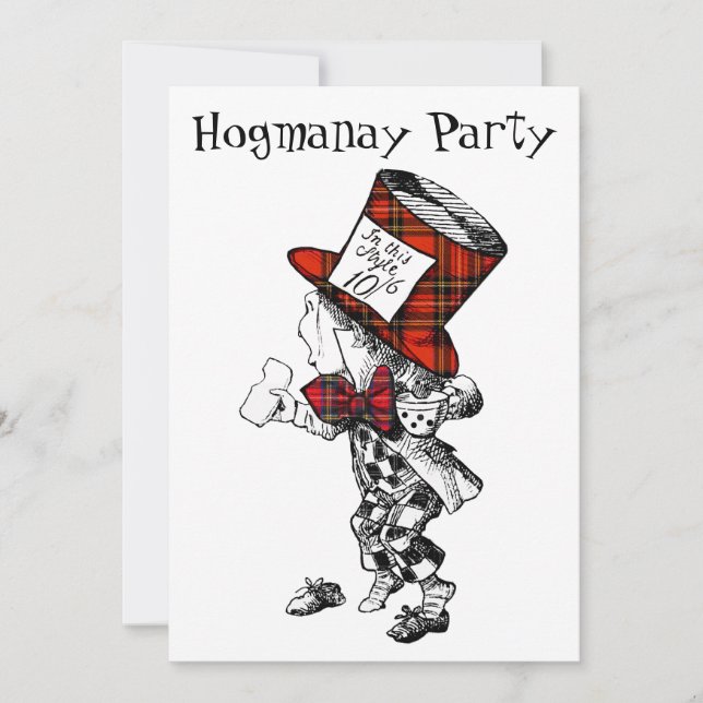 Mad Hatter Scottish Hogmanay Party Inbjudningskort (Framsida)