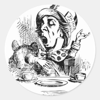 Mad Hatter som ägnar sig åt retorik Runt Klistermärke