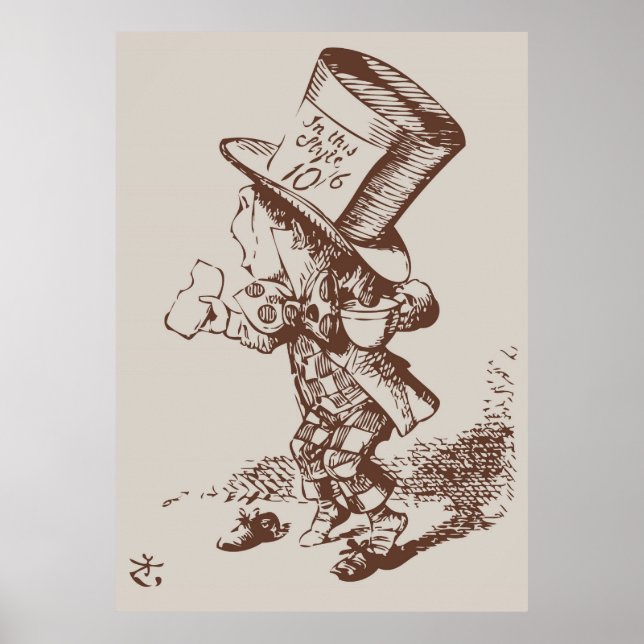 Mad Hatter Tea Färgad Poster (Framsidan)