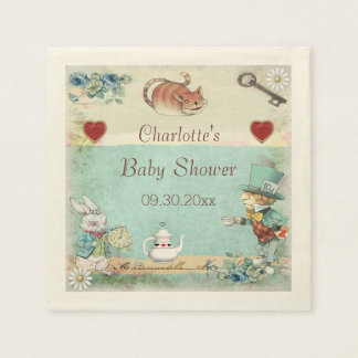 Mad Hatter Tea Party Baby Shower Personlig Pappersservett