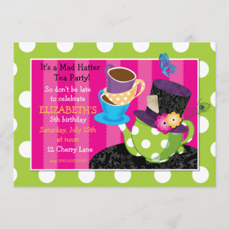 Mad Hatter Tea Party födelsedagsinbjudan Inbjudningar