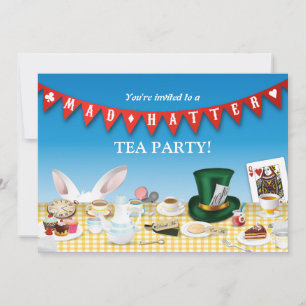 Mad Hatter Tea Party Inbjudningar