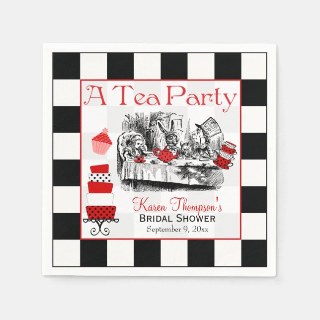 Mad Hatter Tea Party Möhippa Napkins Pappersservett (Framsidan)