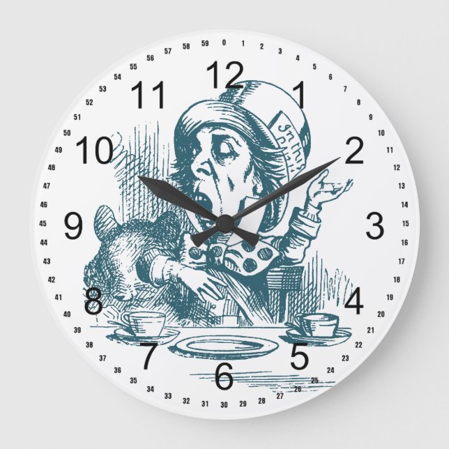 Mad Hatter Tea Party Stor Klocka (Framsida)