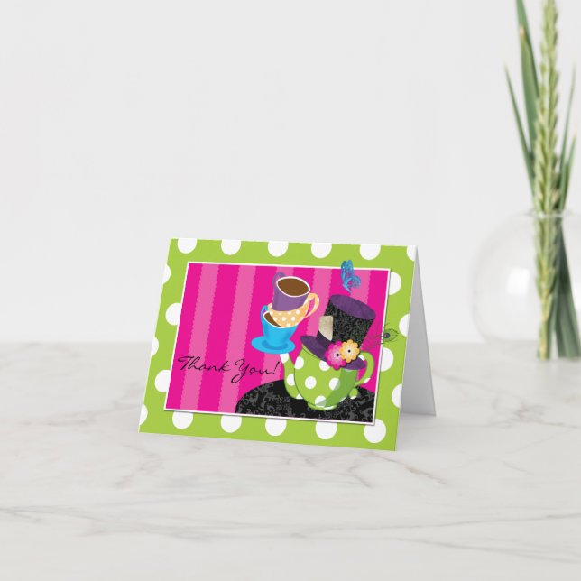 Mad Hatter Tea Party Tack för ditt kort (Framsida)