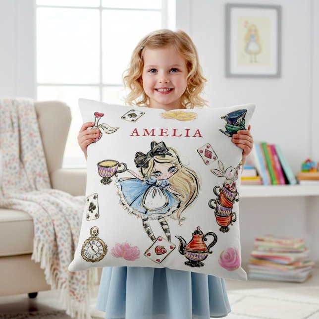 Mad Hatter Tea Time Cartoon Character Pillow Kudde (Skapare uppladdad)