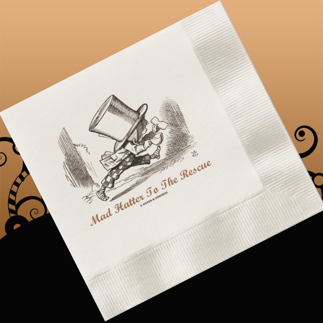 Mad Hatter to Rädding Wonderland Sentiment Pappersservett (Let your wry Wonderland side shine at your next event with this "Mad Hatter To The Rescue" napkin)