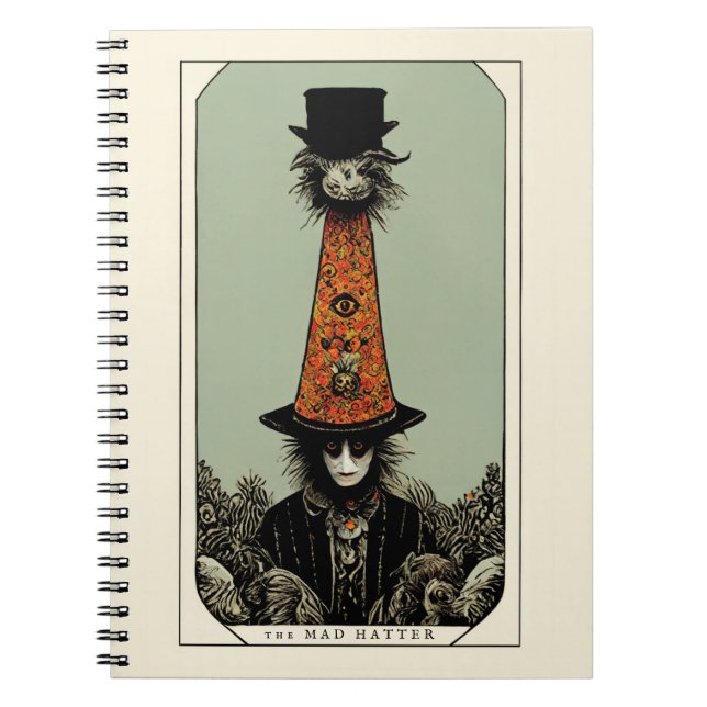 Mad Hatter-Vintage Whimsical Tarot Inspired Anteckningsbok (Framsidan)
