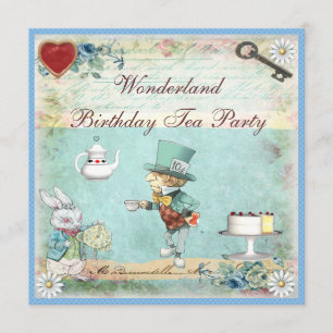 Mad Hatter Wonderland Birthday Tea Party Inbjudnin Inbjudningar