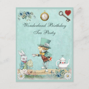 Mad Hatter Wonderland Birthday Tea Party Inbjudningar