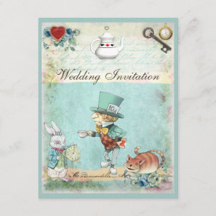 Mad Hatter Wonderland Bröllop Inbjudningar