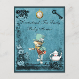 Mad Hatter Wonderland Tea Party Baby Shower Inbjudningar