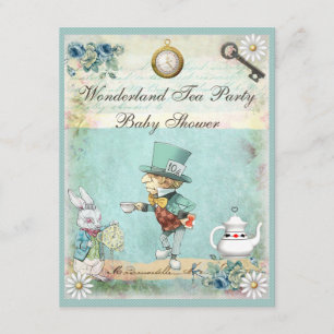 Mad Hatter Wonderland Tea Party Baby Shower Inbjudningar