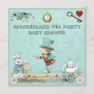 Mad Hatter Wonderland Tea Party Baby Shower Inbjudningar