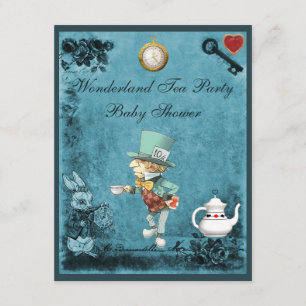 Mad Hatter Wonderland Tea Party Baby Shower Inbjudningar