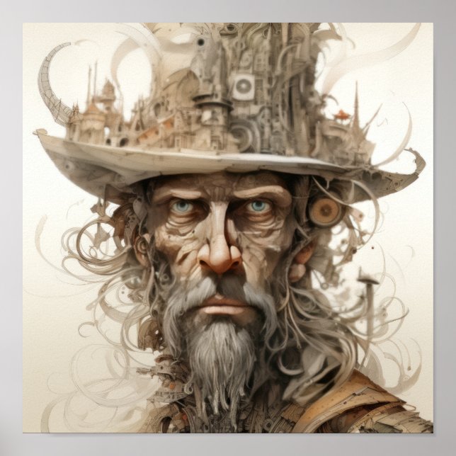 Mad Hatters Stollig: Porträtt i Eccentric Hat Poster (Framsidan)