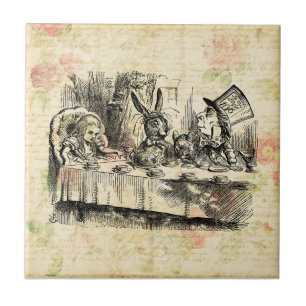 Mad Hatters Tea Party Alice i underlandet Art Kakelplatta
