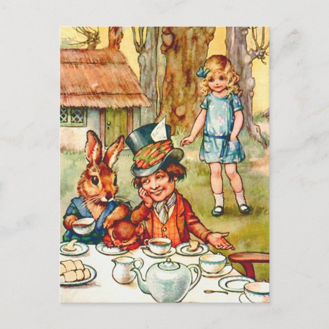 Mad Hatters Tea Party - Alice i underlandet Inbjudan Vykort (Framsida)